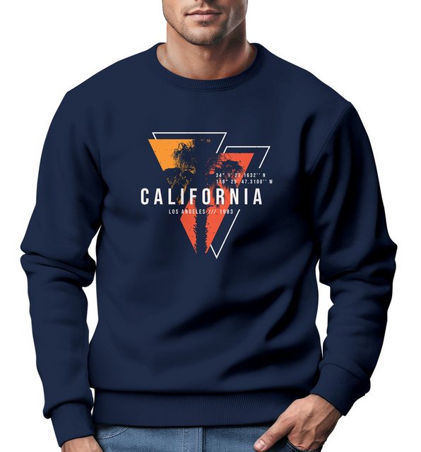 Neverless Sweatshirt Sweatshirt Herren Palmen Kalifornien Los Angeles USA günstig online kaufen