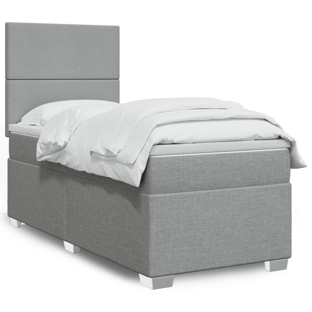 vidaXL Bettgestell Boxspringbett mit Matratze Hellgrau 90x200 cm Stoff Bett günstig online kaufen