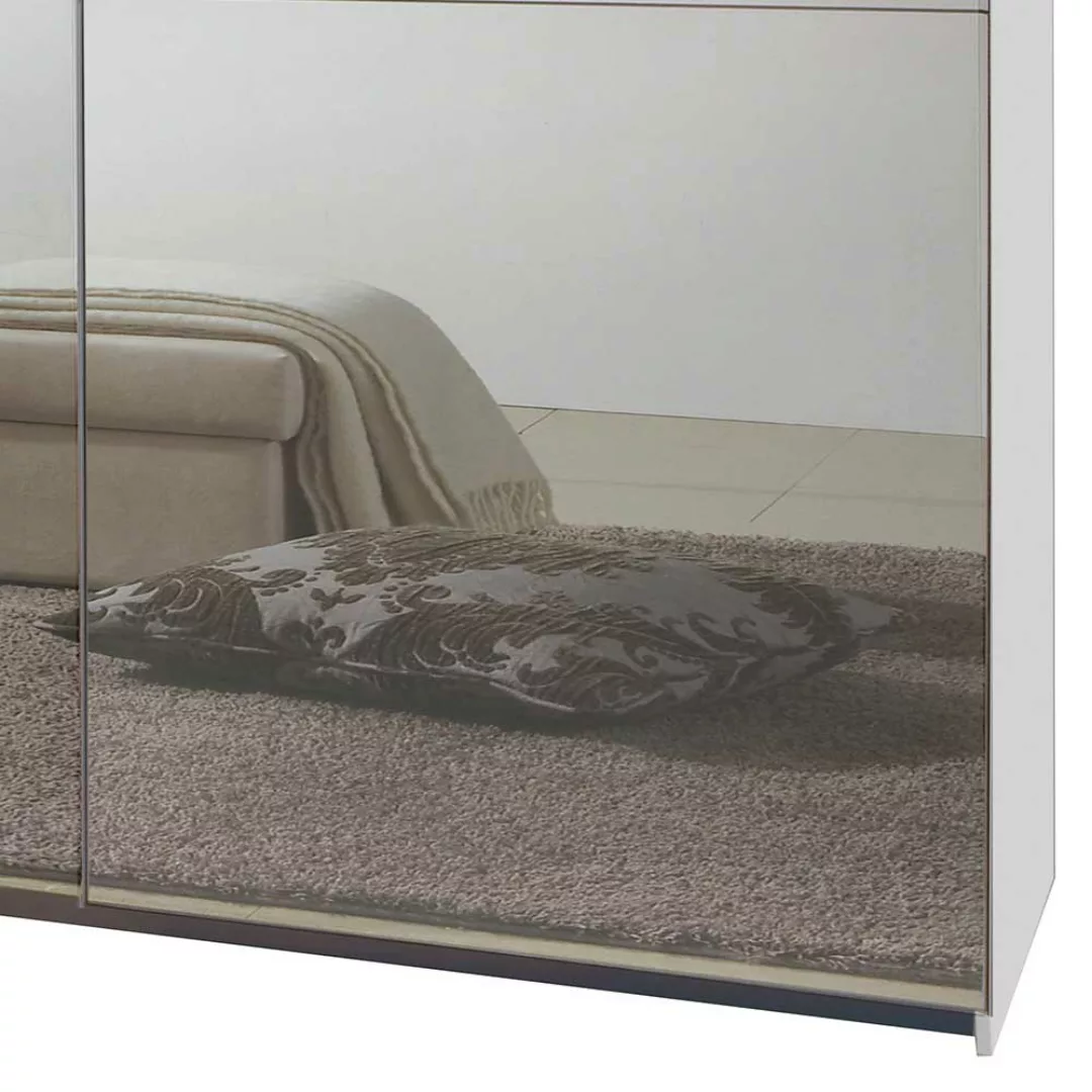 Schwebetürenschrank Weiß Spiegelfront 179 cm breit 198 cm hoch günstig online kaufen