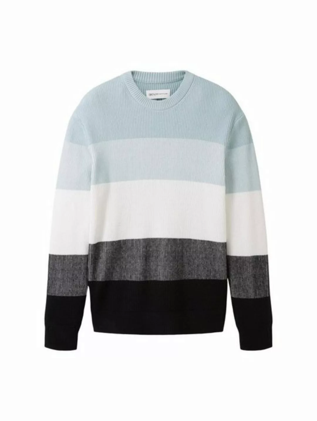 Tom Tailor Denim Herren Rundhals Pullover STRUCTURED COLORBLOCK - Regular F günstig online kaufen