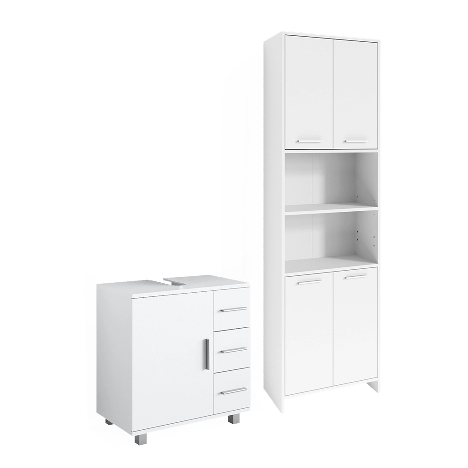 Vicco Badmöbel-Set Maris Weiß 2 Teile mit Hochschrank und Waschbeckenunters günstig online kaufen