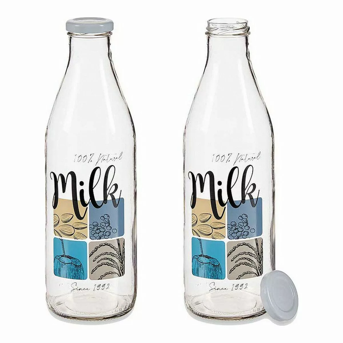 Flasche Natural Milk Durchsichtig Metall Glas (1000 Ml) günstig online kaufen