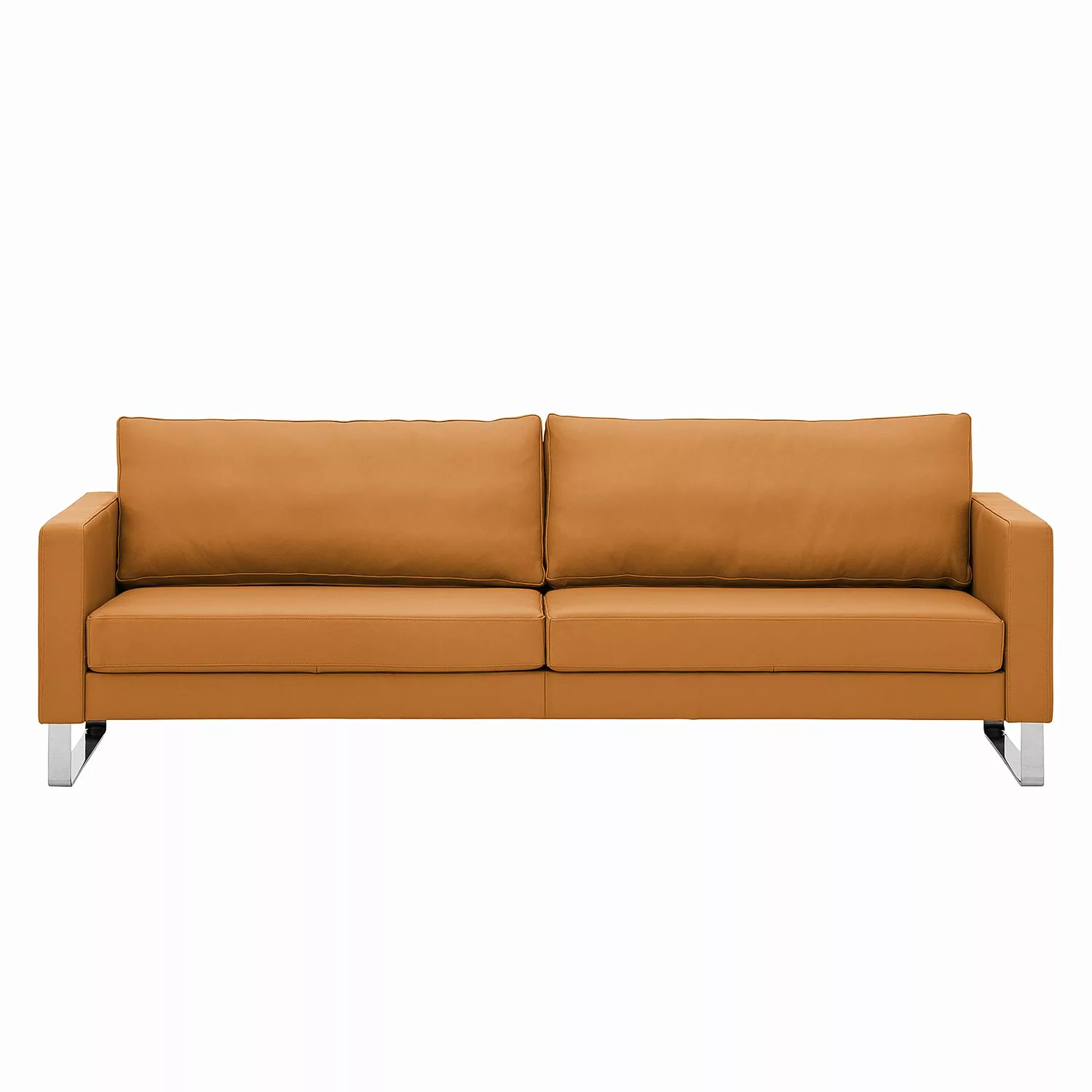 home24 Fredriks Sofa Portobello 3-Sitzer Cognac Echtleder 216x75x85 cm (BxH günstig online kaufen