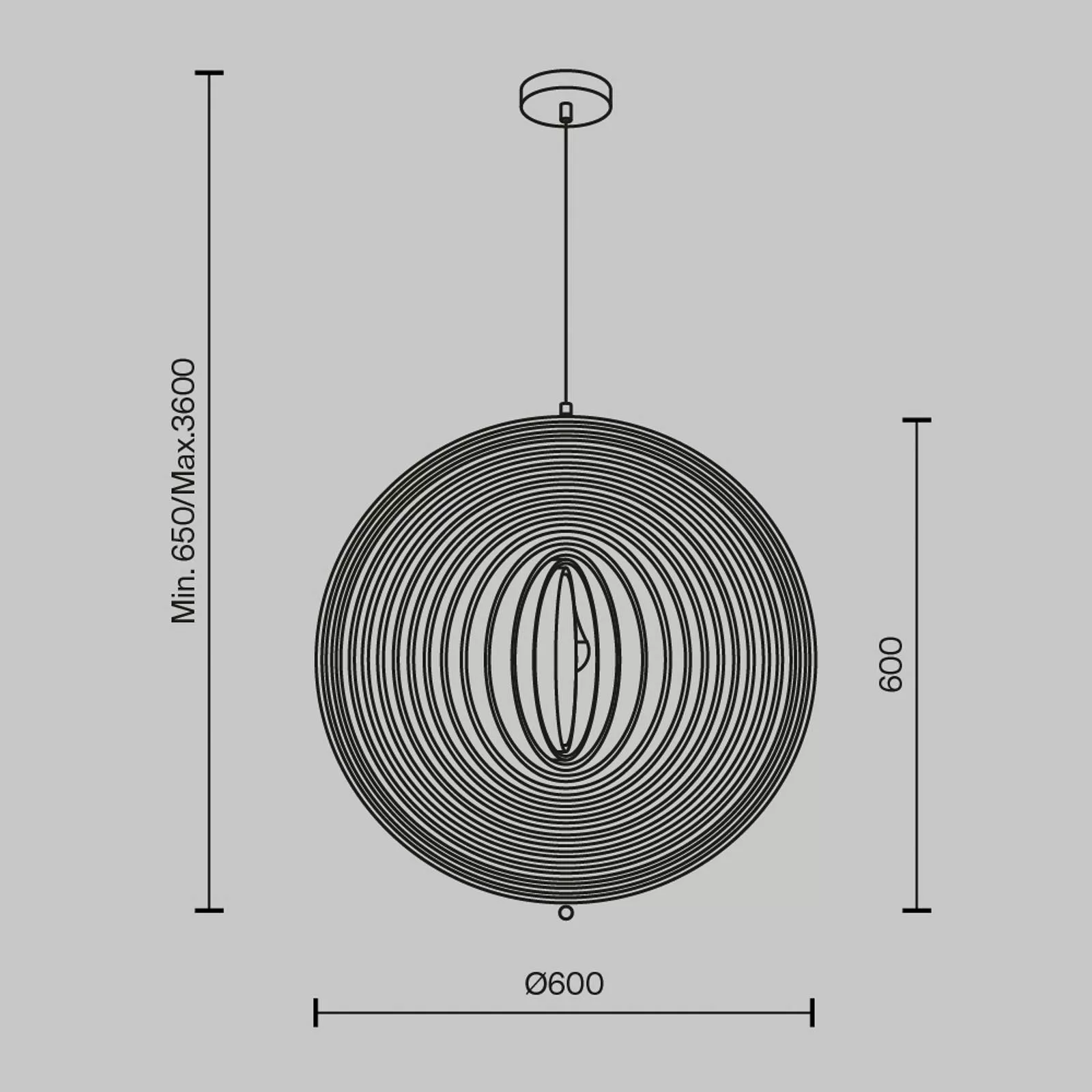 Maytoni Hängeleuchte Roots, Kugelform, Ø 60 cm, Holz/schwarz günstig online kaufen