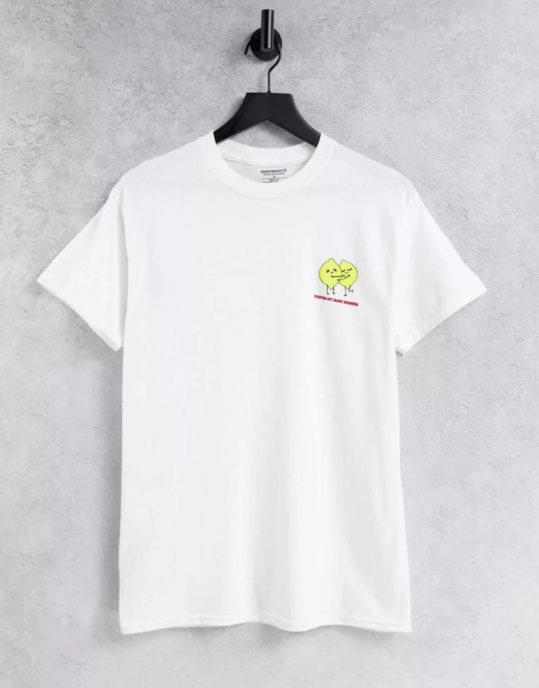Heartbreak – T-Shirt mit Zitronen-Grafikprint-Weiß günstig online kaufen