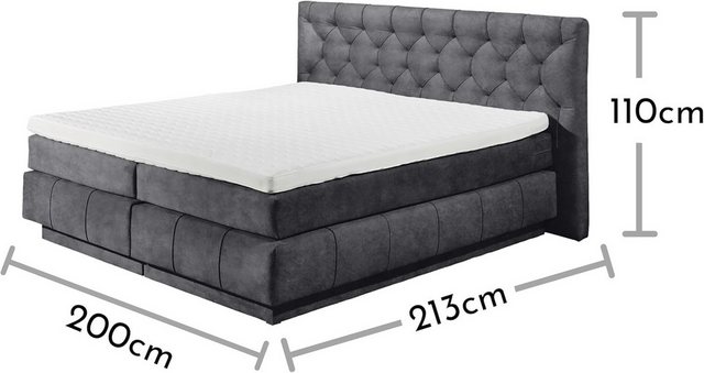 freiraum Boxspringbett FLORENZ, Bettkästen, 6cm Topper, 7 Zonen, anthrazit günstig online kaufen