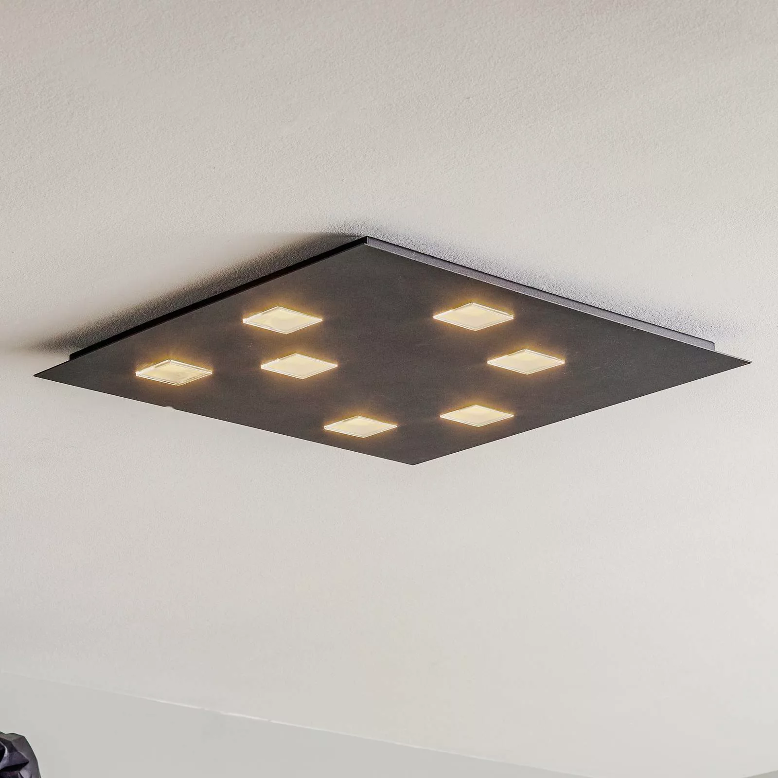 Fabbian Quarter - schwarze LED-Deckenlampe 7flg. günstig online kaufen