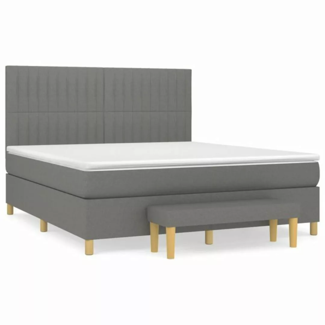 furnicato Bett Boxspringbett mit Matratze Dunkelgrau 180x200 cm Stoff günstig online kaufen