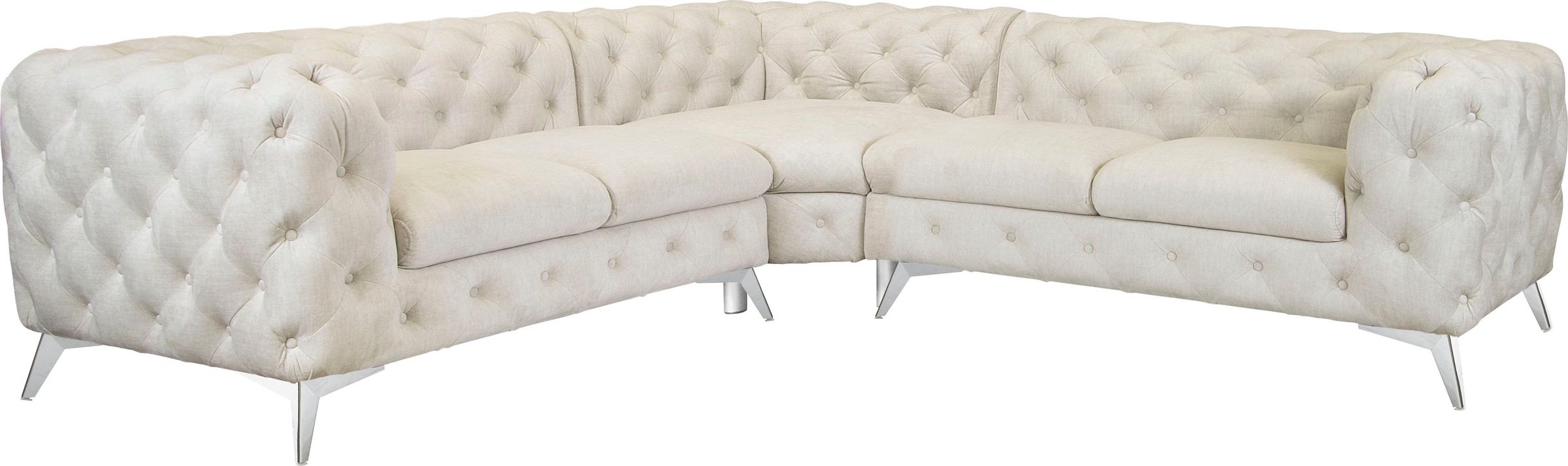 Leonique Chesterfield-Sofa "Ecksofa GLYNIS L-Form mit Wellenunterfederung, günstig online kaufen