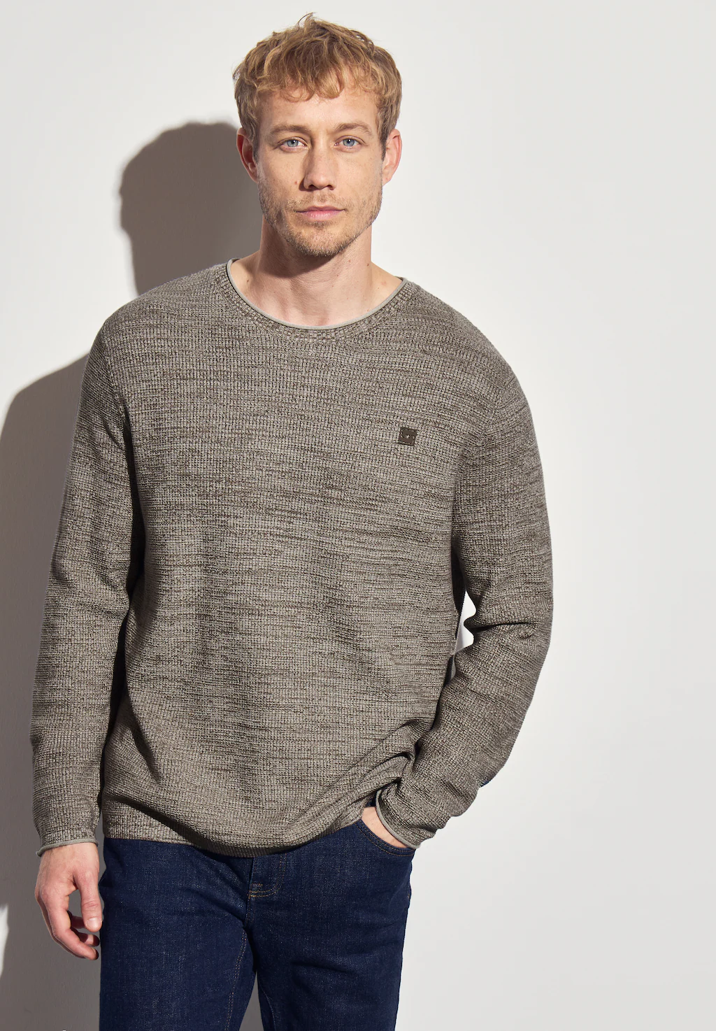 STREET ONE MEN Rundhalspullover, aus reiner Baumwolle günstig online kaufen