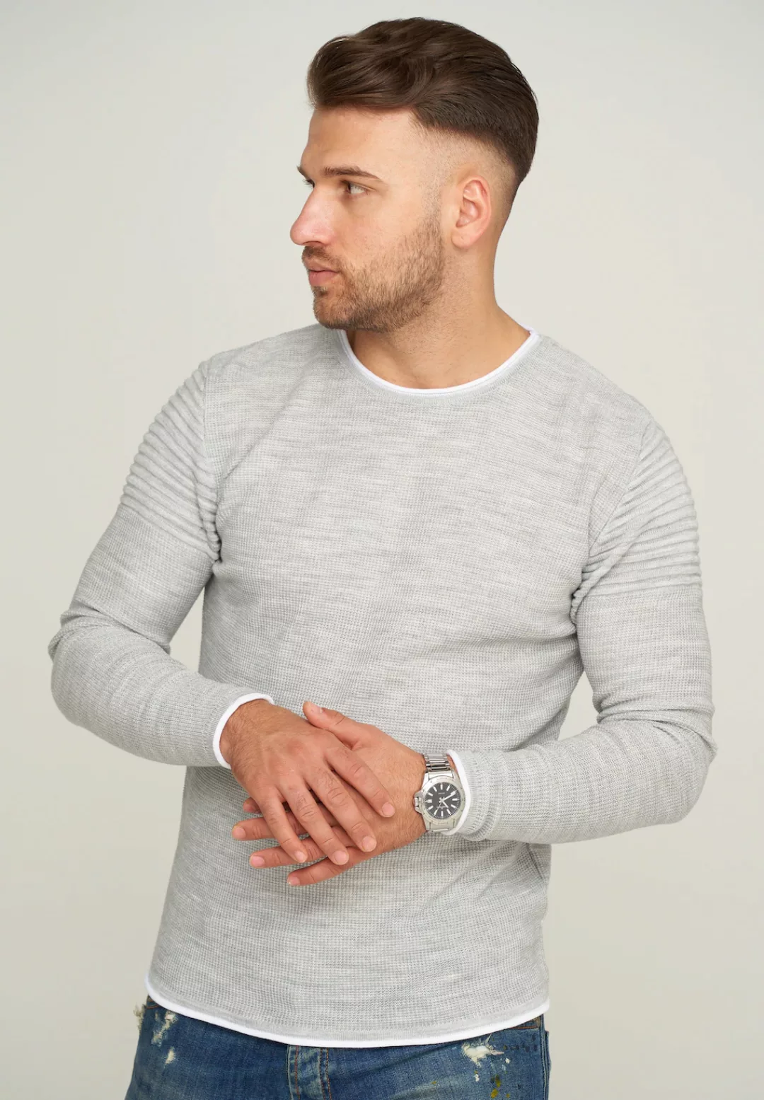 behype Strickpullover MKLAYER57 in trendiger Layer-Optik günstig online kaufen