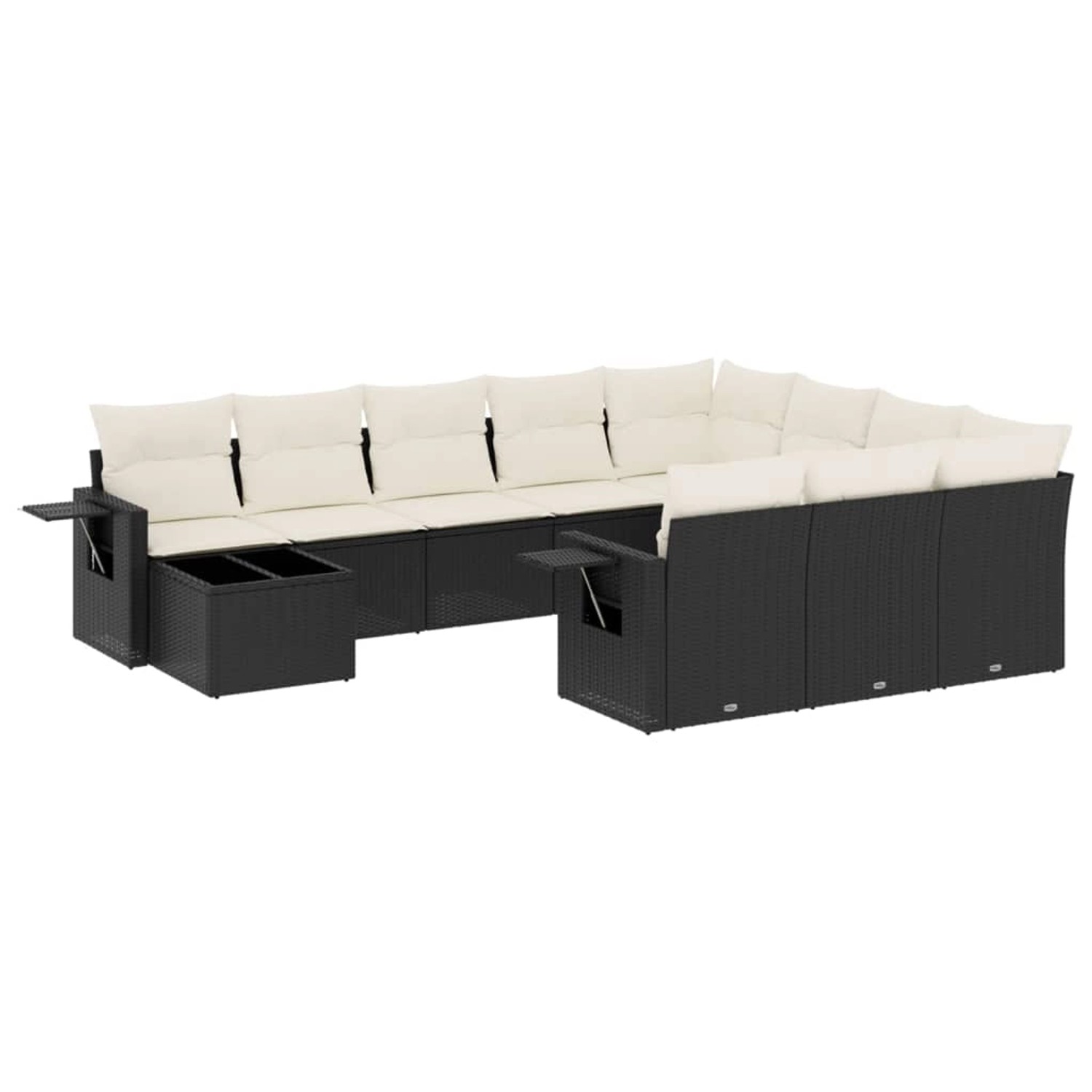 vidaXL 11-Tlg Garten-Sofagarnitur mit Kissen Schwarz Poly Rattan 3253063 günstig online kaufen