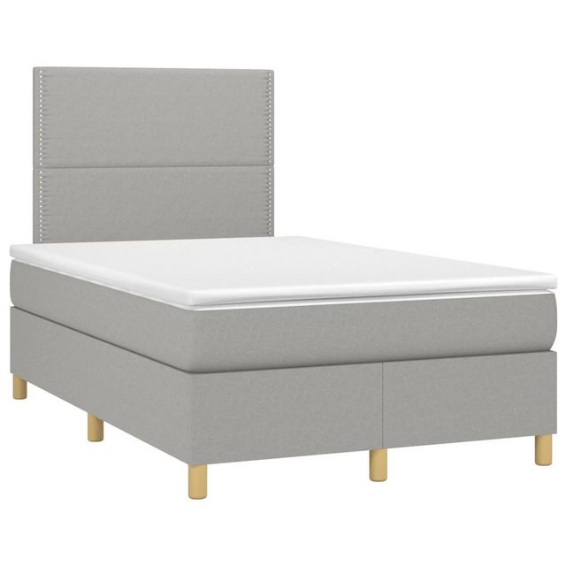 vidaXL Bett Boxspringbett mit Matratze & LED Hellgrau 120x190 cm Stoff günstig online kaufen