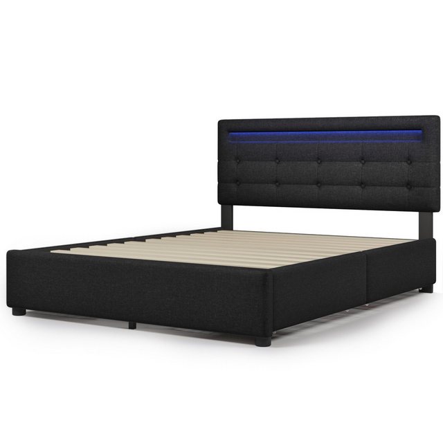 Gotagee Polsterbett Jugendbett Bettgestell mit LED Doppelbett 140x200cm Bet günstig online kaufen