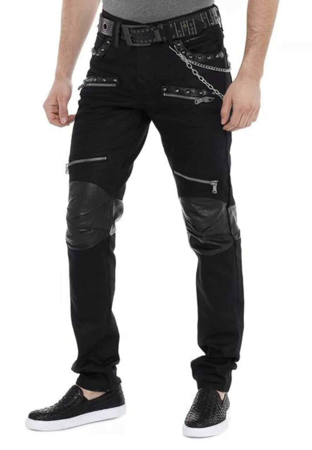 Cipo & Baxx Slim-fit-Jeans, mit Leder Einsatz günstig online kaufen