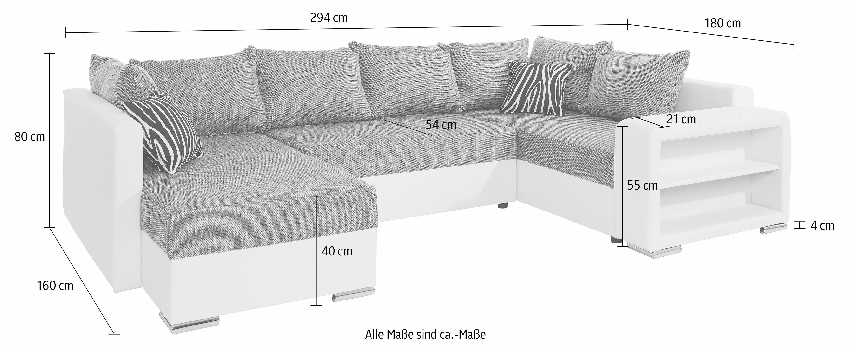 COLLECTION AB Wohnlandschaft "John U-Form", mit Bettfunktion, wahlweise mit günstig online kaufen