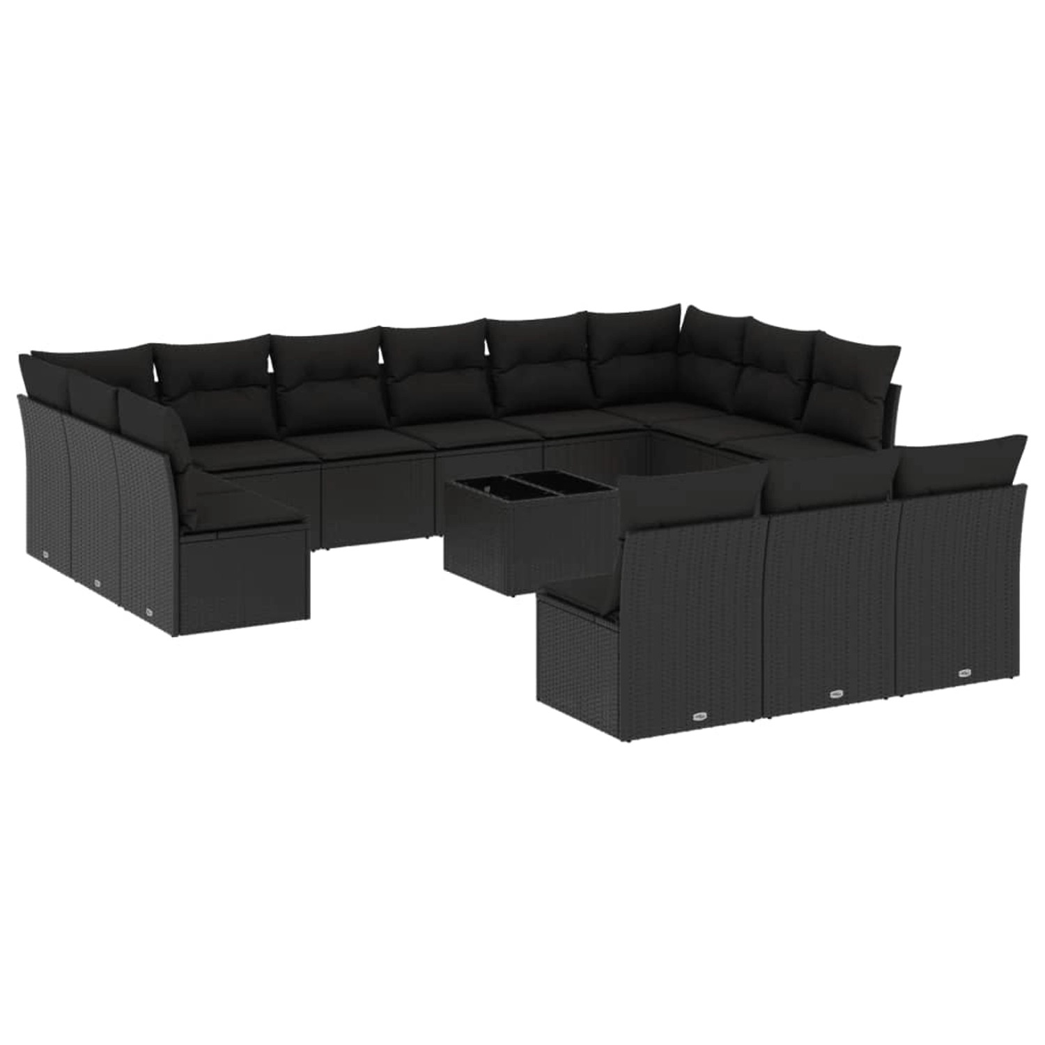 vidaXL 14-tlg Garten-Sofagarnitur mit Kissen Schwarz Poly Rattan Modell 4 günstig online kaufen