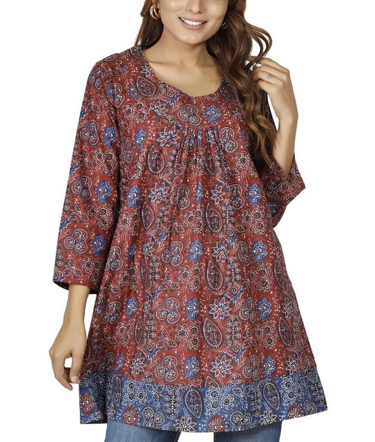 Guru-Shop Longbluse Boho Maxitunika, sommerliches Minikleid - rostrot alter günstig online kaufen