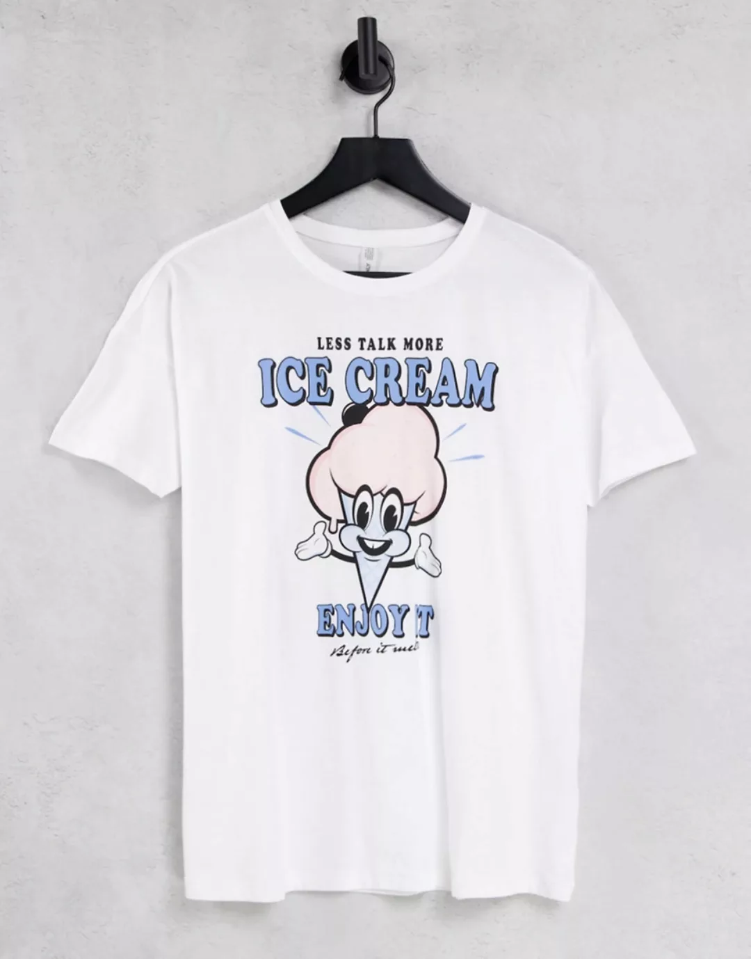 Only – T-Shirt in Weiß mit „Ice Cream“-Print günstig online kaufen