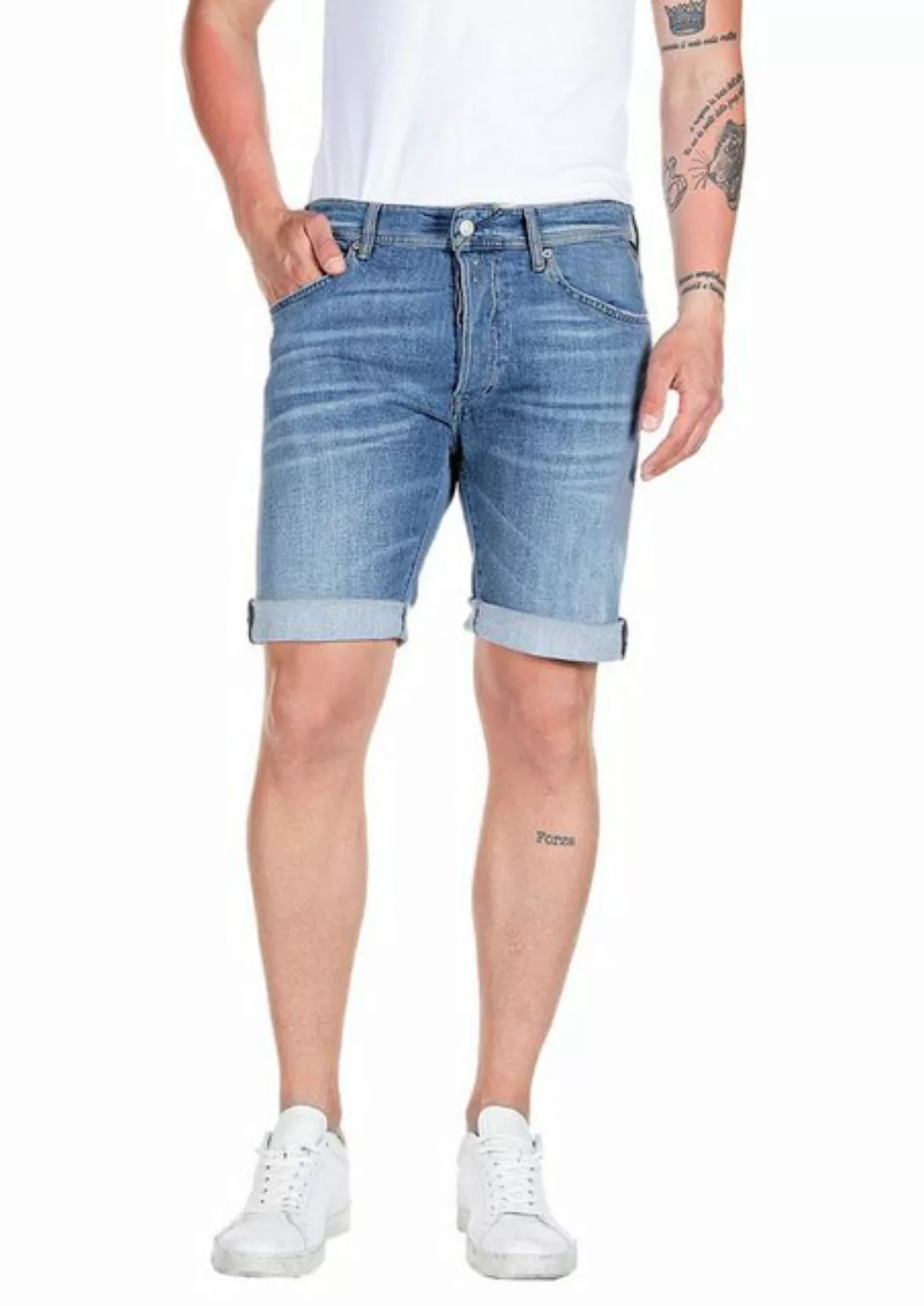 Replay Herren Short RBJ901 - Regular Fit - Blau - Medium Blue Denim günstig online kaufen