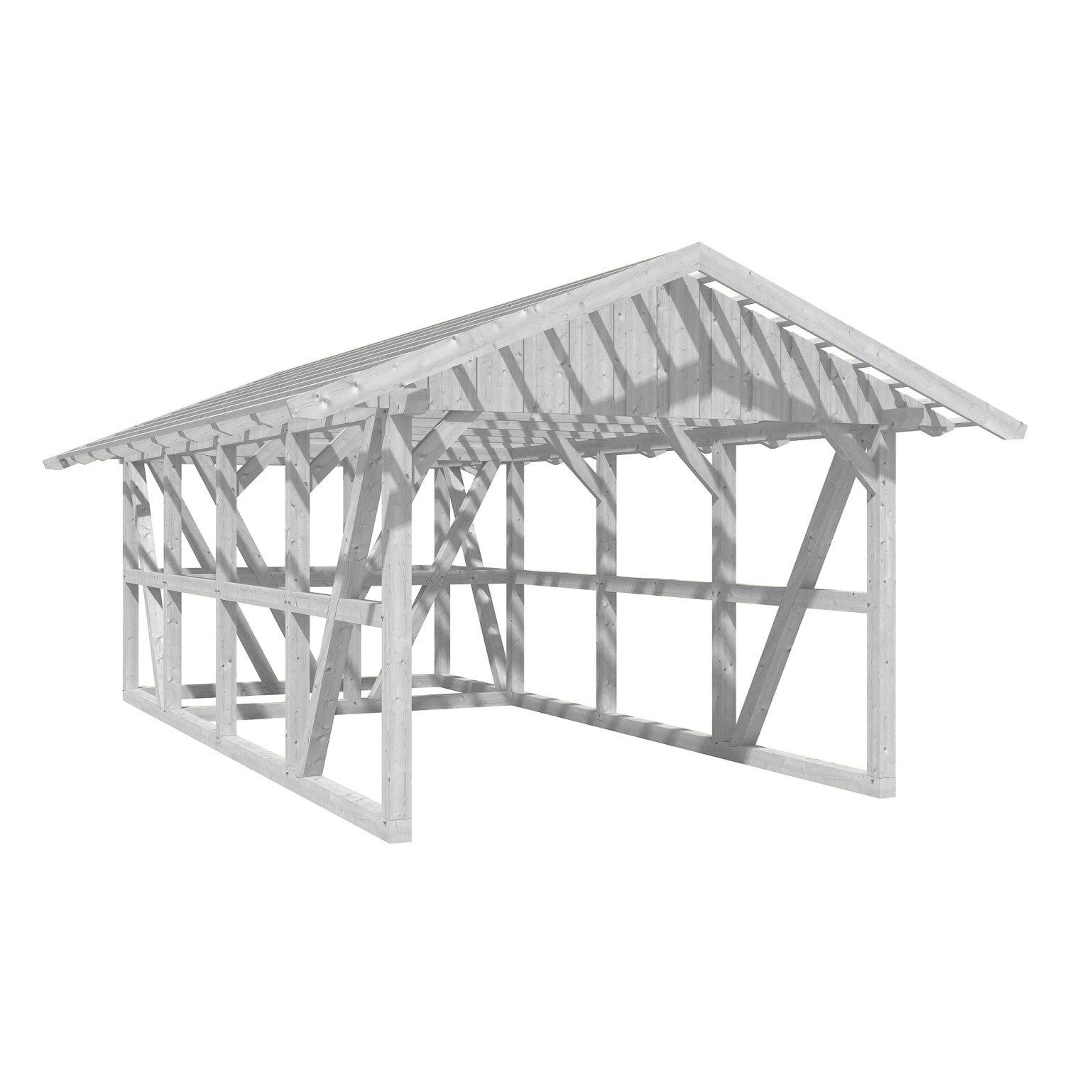 Skan Holz Carport Schwarzwald m. Dachlattung u. Abstellr. 424 x 772 cm Weiß günstig online kaufen