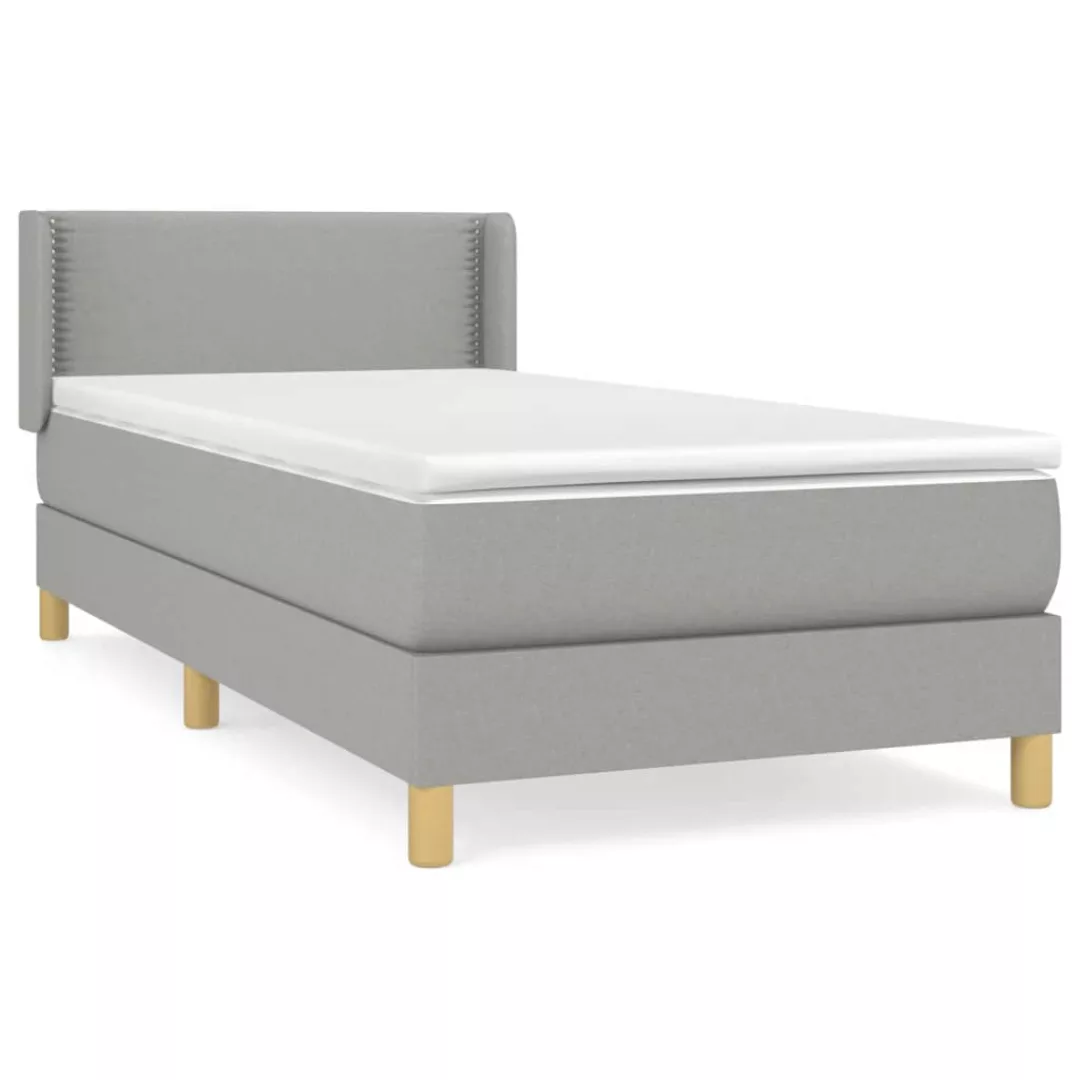 Vidaxl Boxspringbett Mit Matratze Hellgrau 100x200 Cm Stoff günstig online kaufen