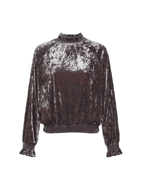 Esprit Collection Langarmshirt Longsleeve aus Samt mit gesmokten Details (1 günstig online kaufen
