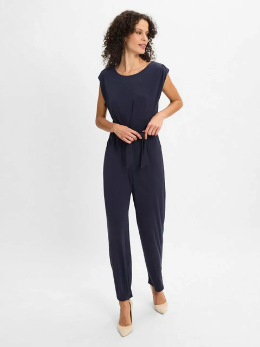 s.Oliver BLACK LABEL Overall Jersey-Jumpsuit mit Falte und Bindegürtel Bind günstig online kaufen