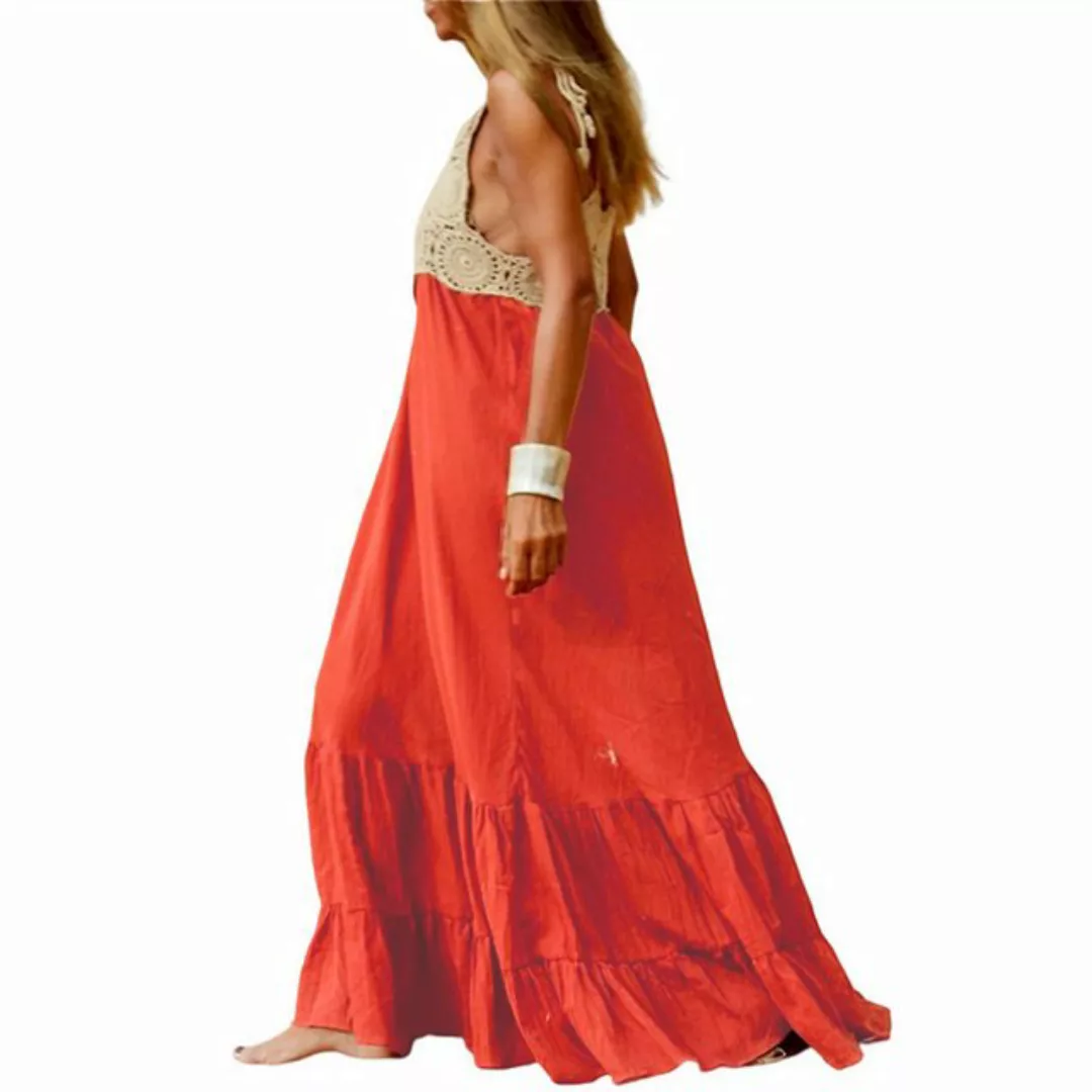 RUZU UG Dirndl Kleid Urlaub V-Ausschnitt Neckholder langes zweiteiliges Set günstig online kaufen