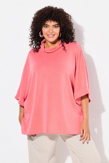 Ulla Popken Sweatshirt Sweat-Poncho Oversized Stehkragen Halbarm Modalmix günstig online kaufen