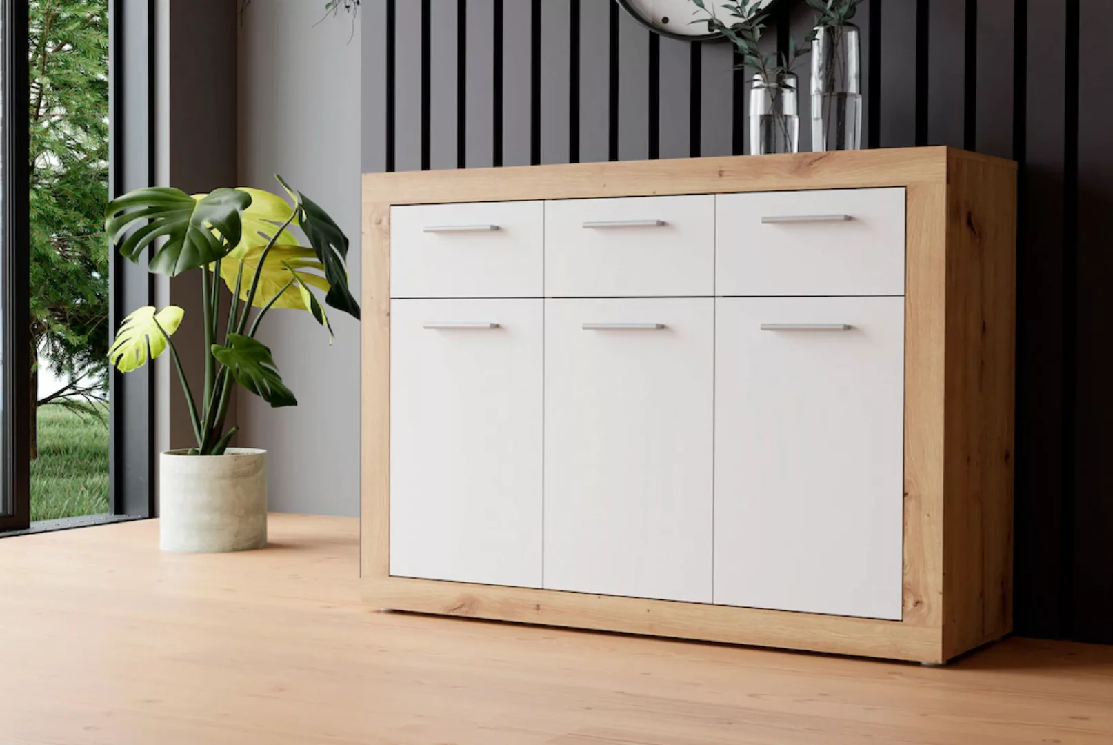 FORTE Sideboard "Baccio", Breite 118 cm, höhe 92 cm, 3 Türen und 3 Schubkäs günstig online kaufen