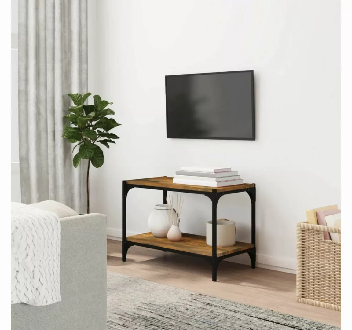 furnicato TV-Schrank Räuchereiche 60x33x41 cm Holzwerkstoff und Stahl günstig online kaufen