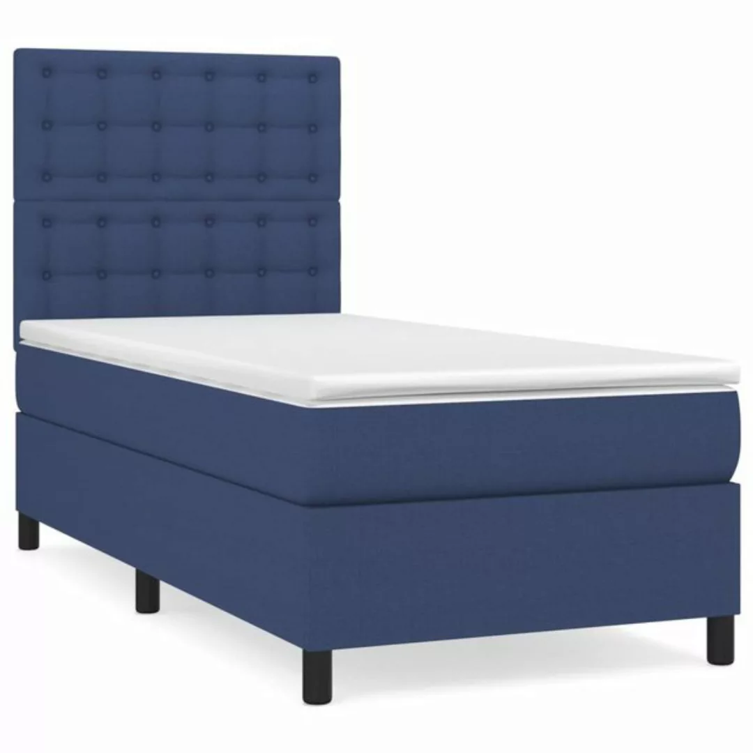 vidaXL Bettgestell Boxspringbett mit Matratze Blau 100x200 cm Stoff Bett Be günstig online kaufen