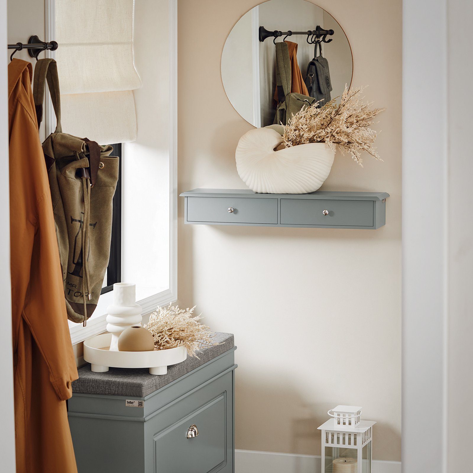 SoBuy Wandschrank Hängeregal Wandregal Wandgarderobe Hellgrau FRG43-HG günstig online kaufen