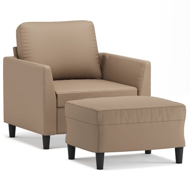 vidaXL Sofa Sessel mit Hocker Cappuccino-Braun 60 cm Kunstleder günstig online kaufen