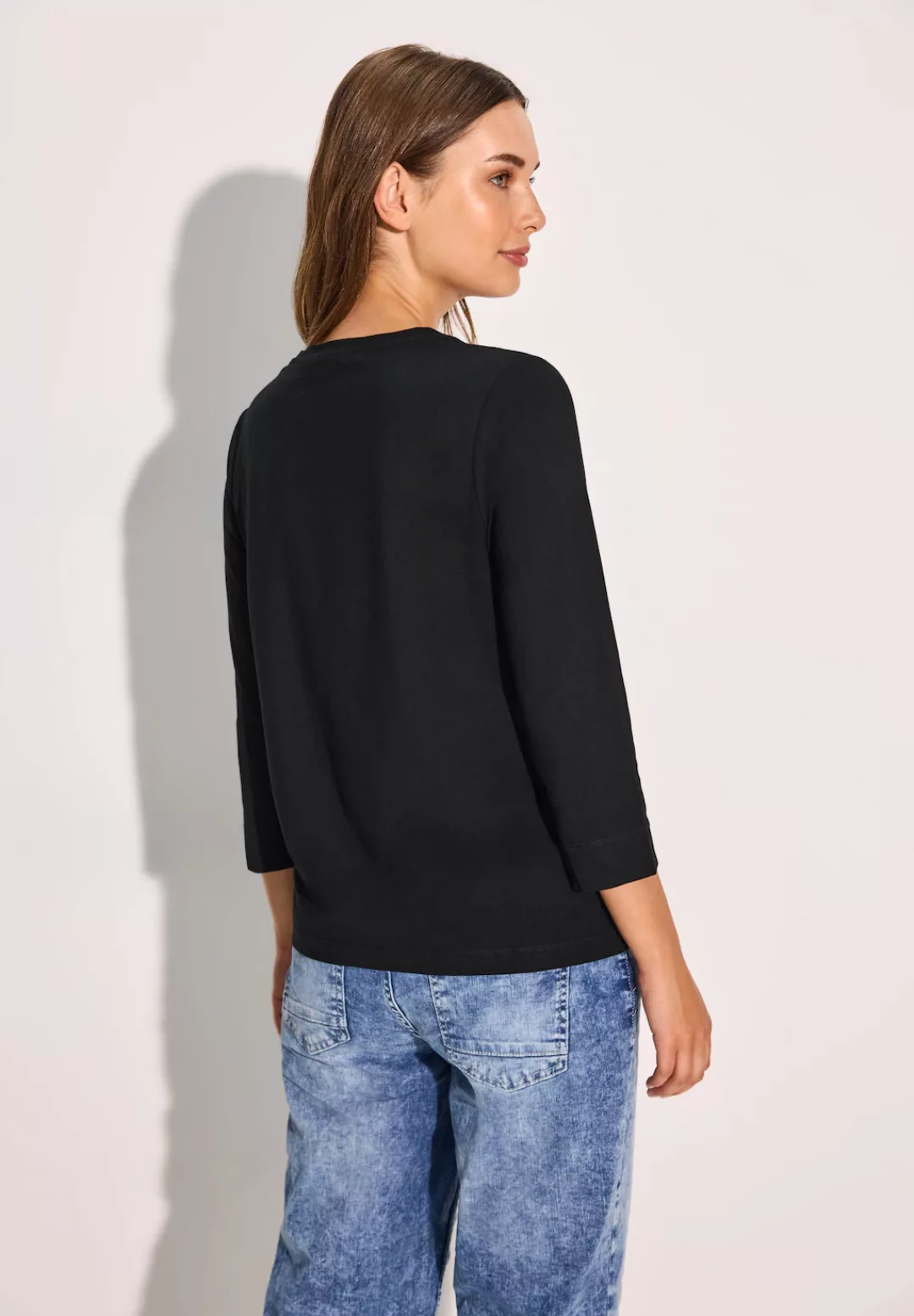 Cecil 3/4-Arm-Shirt Cecil Basic Shirt in Black (1-tlg) Nicht Vorhanden günstig online kaufen