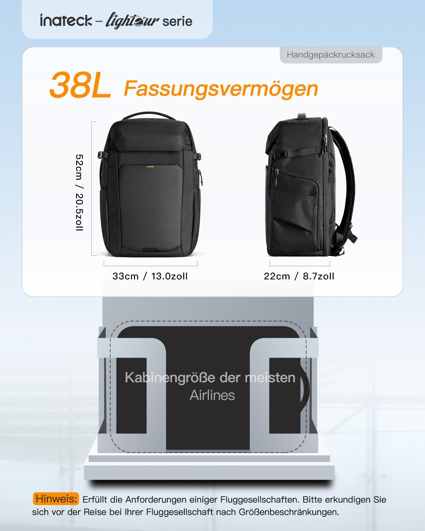 Inateck Reiserucksack TSA-freundliche 38L kompatibel mit günstig online kaufen