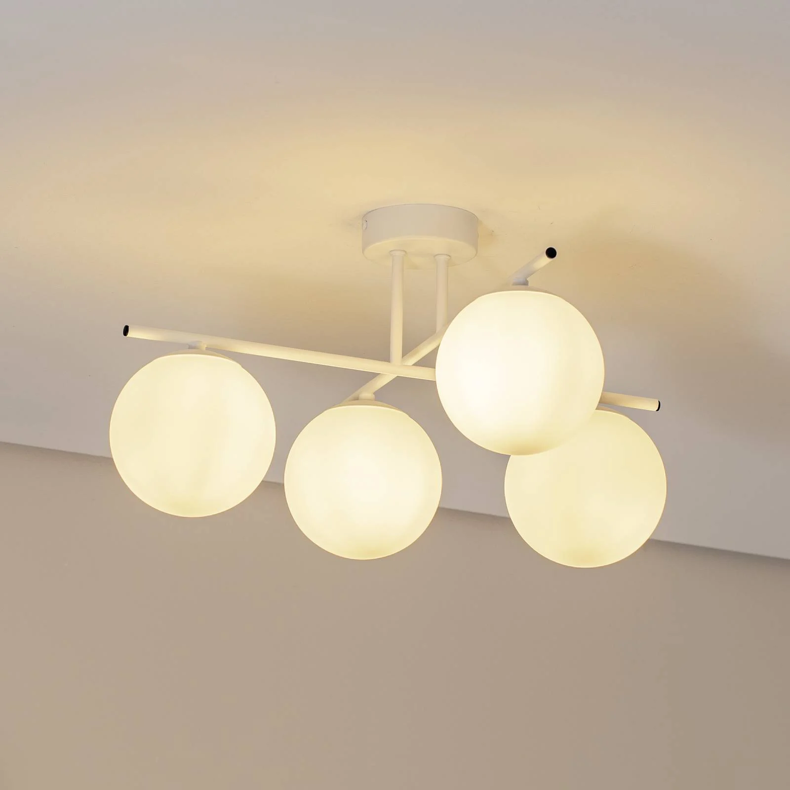 Deckenleuchte Aurora, weiß, Ø 50 cm, 4-flammig, Glas, E14 günstig online kaufen