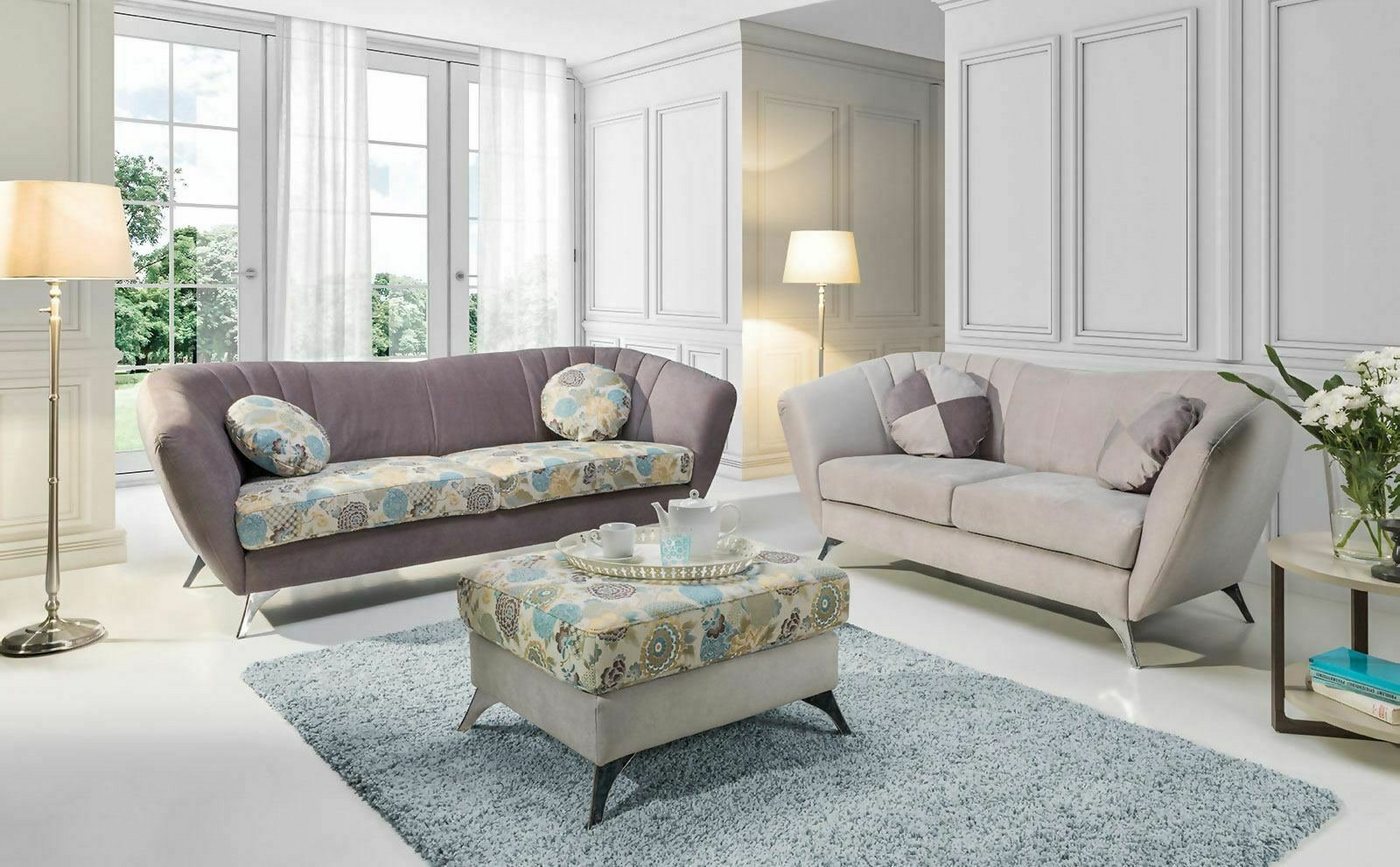 JVmoebel Sofa Designer Moderne Beige Poster Couch Sofagarnitur Sitz 3+2 Sit günstig online kaufen