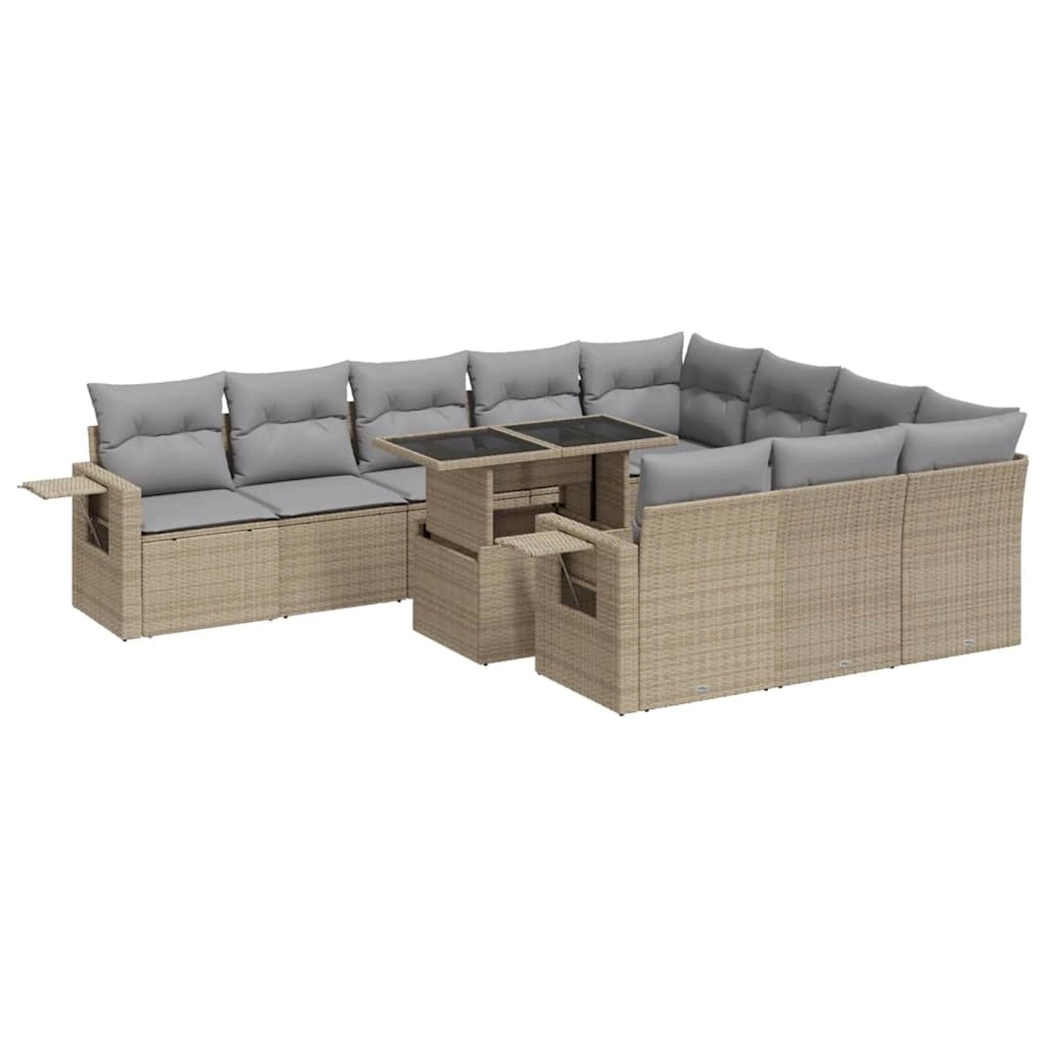 vidaXL 11-Tlg Garten-Sofagarnitur mit Kissen Beige Poly Rattan 3326550 günstig online kaufen
