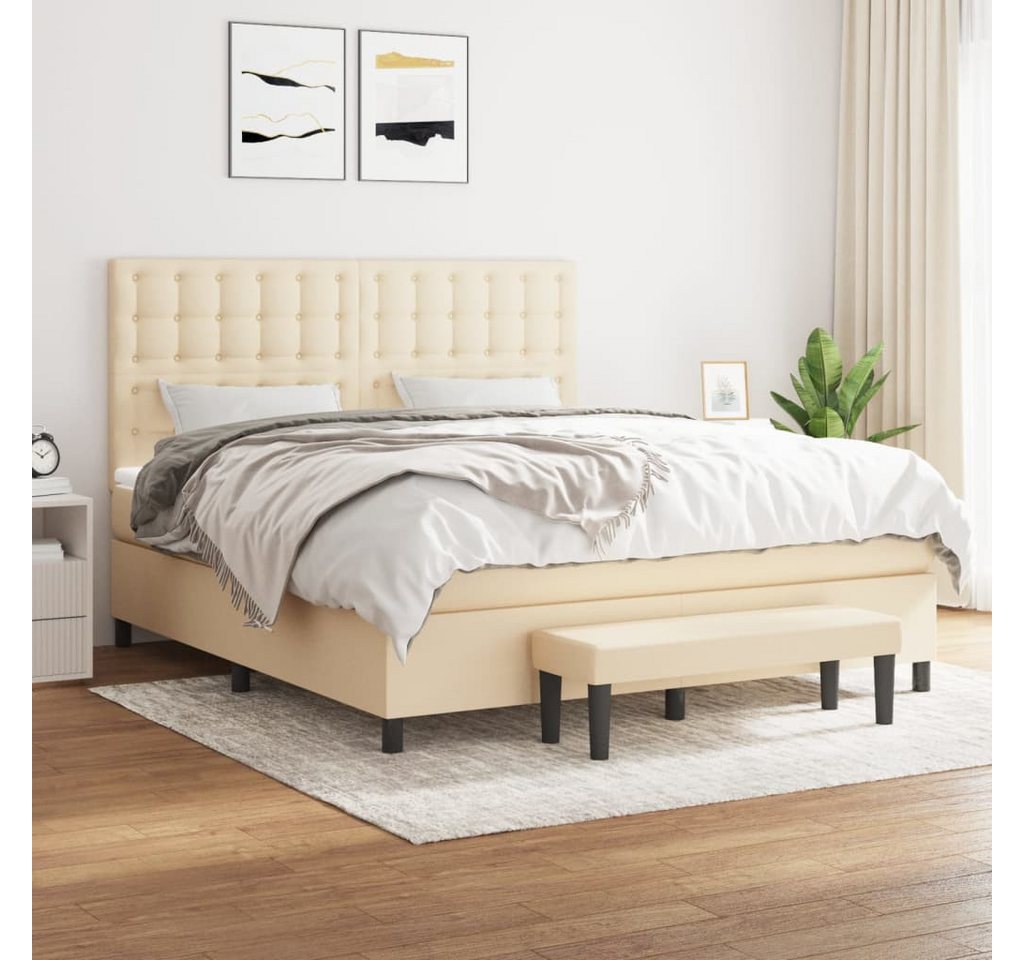 vidaXL Boxspringbett Boxspringbett mit Matratze Creme 180x200 cm Stoff Bett günstig online kaufen