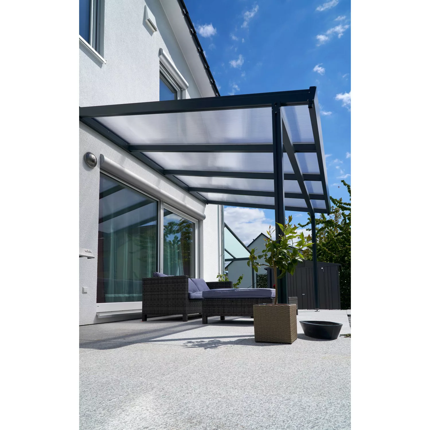 Terrassenüberdachung Premium (BxT) 410 cm x 406 cm Anthrazit Polycarbonat K günstig online kaufen
