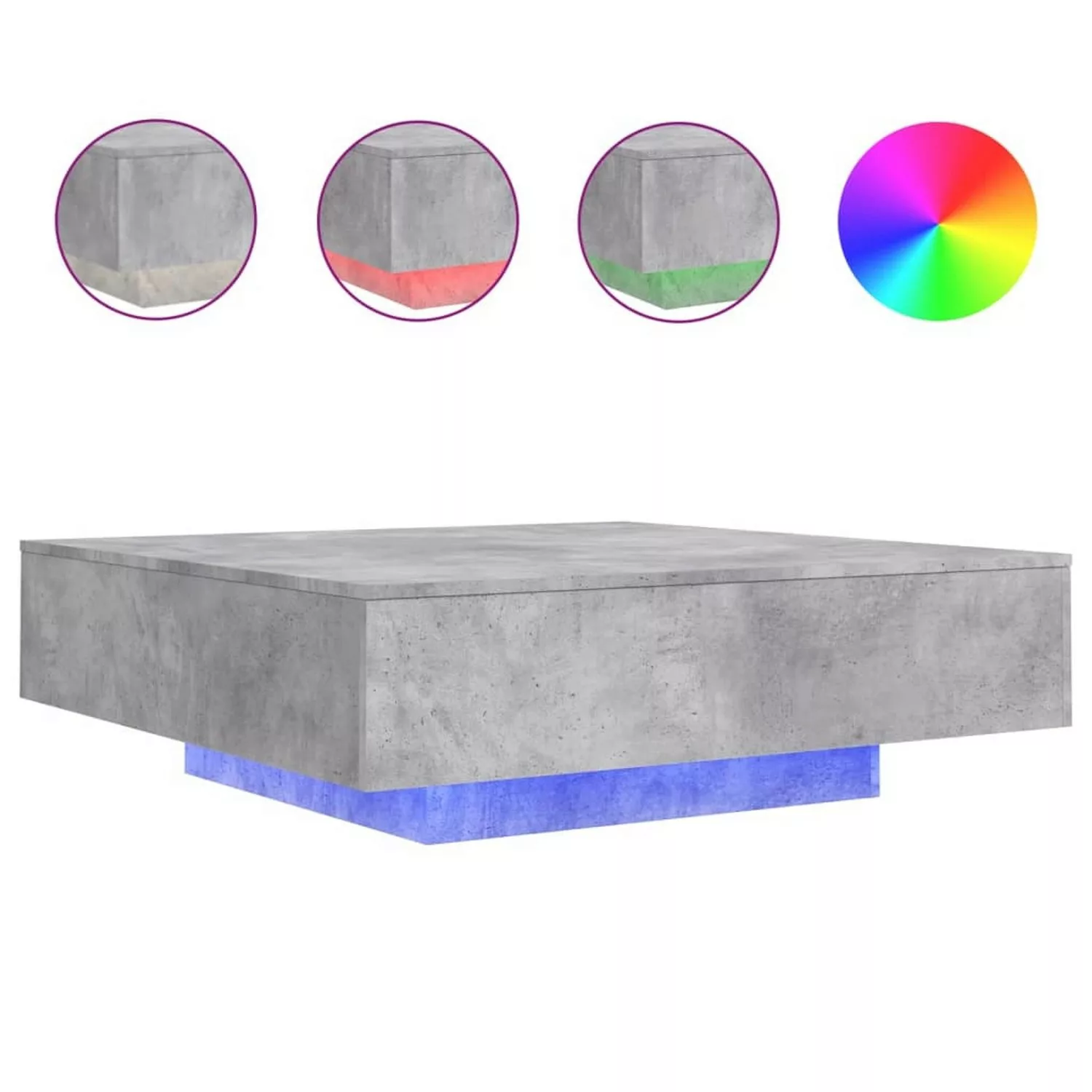 vidaXL Couchtisch mit LED-Leuchten Betongrau 100x100x31 cm günstig online kaufen