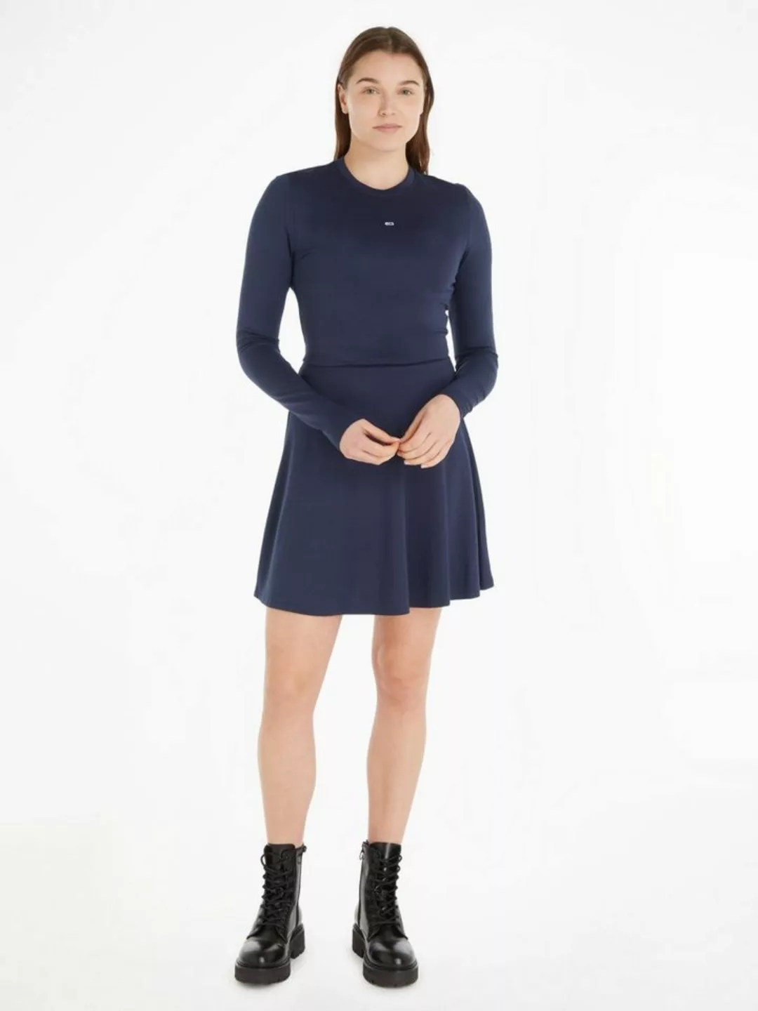 Tommy Jeans Skaterkleid TJW LS FIT & FLARE DRESS mit Tommy Jeans Markenlabe günstig online kaufen