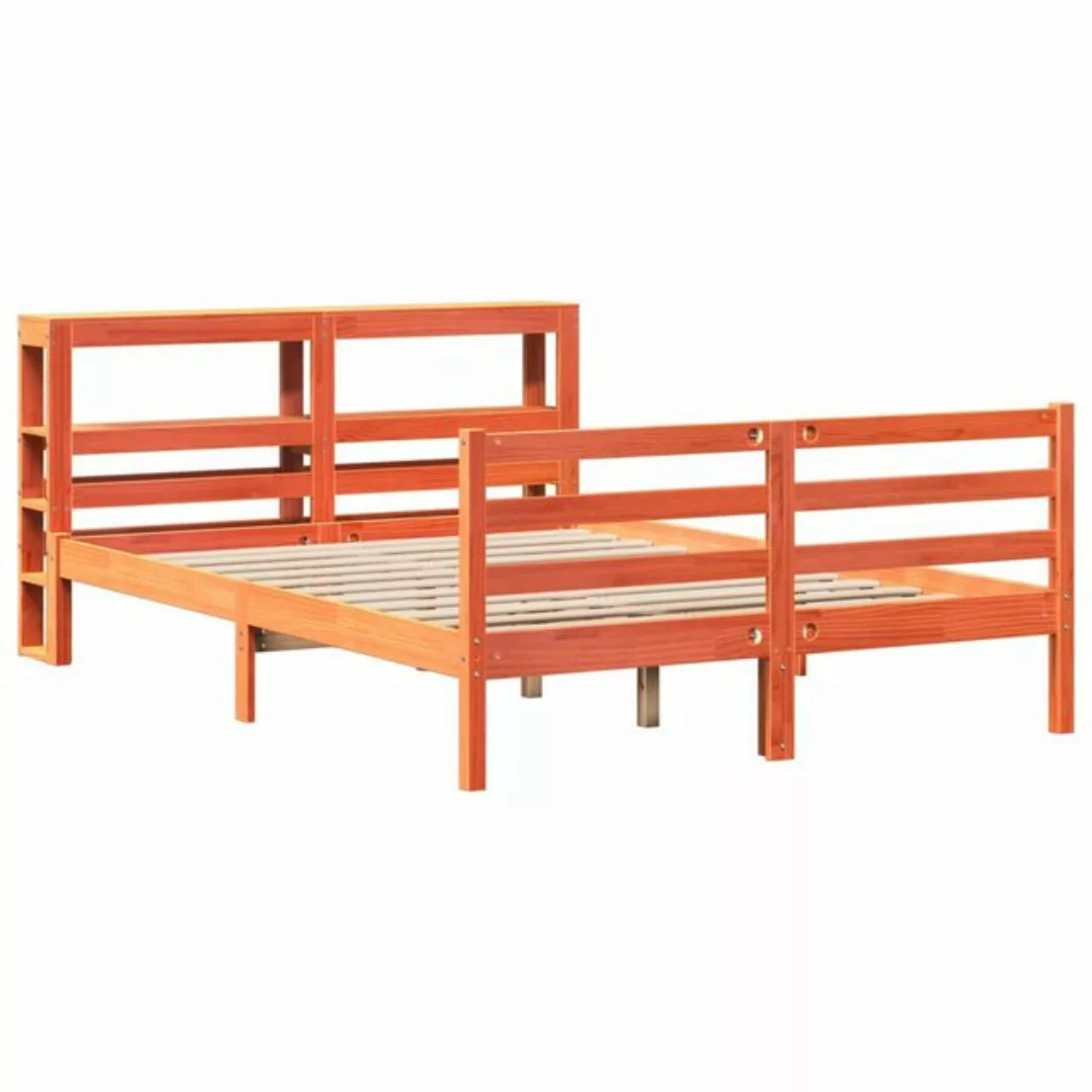 vidaXL Bett Massivholzbett ohne Matratze Wachsbraun 150x200 cm Kiefernholz günstig online kaufen