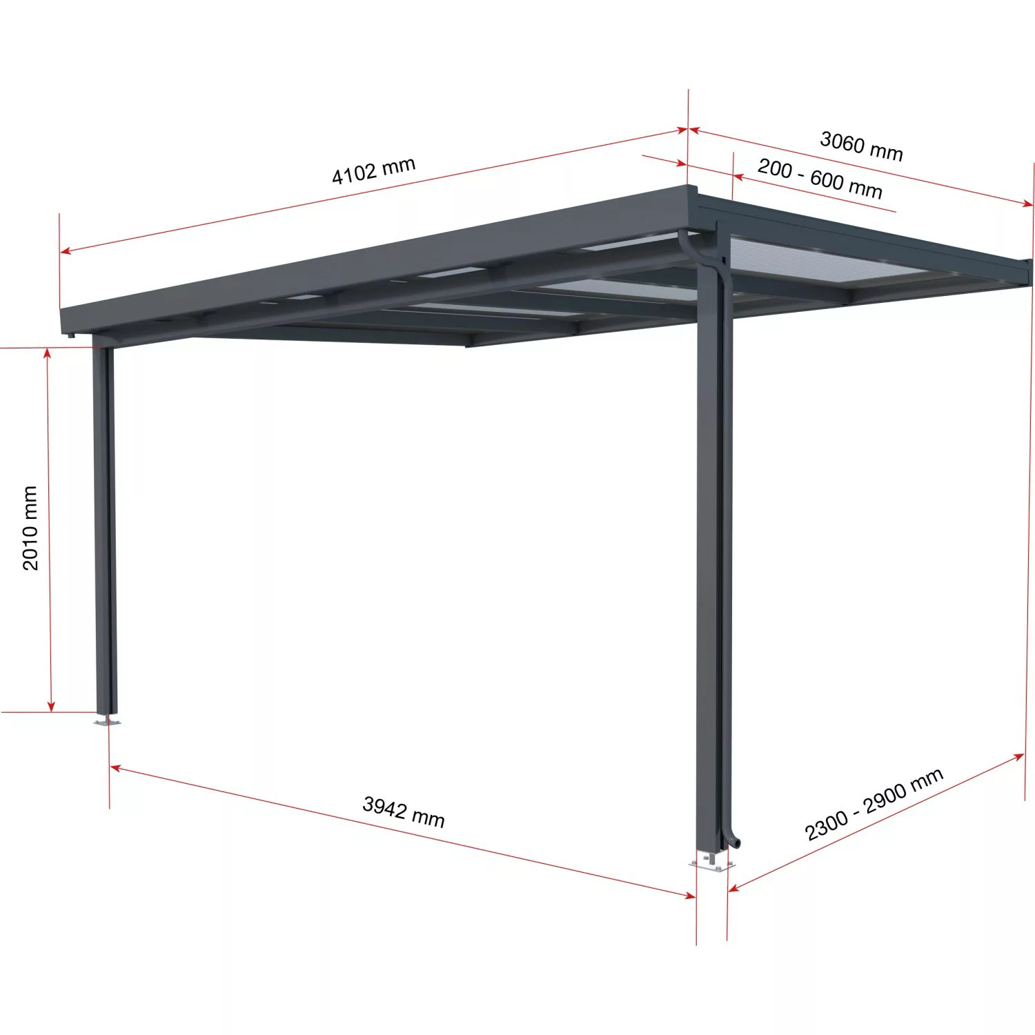 Terrassenüberdachung Premium Bausatz (BxT) 410 cm x 306 cm Anthrazit günstig online kaufen