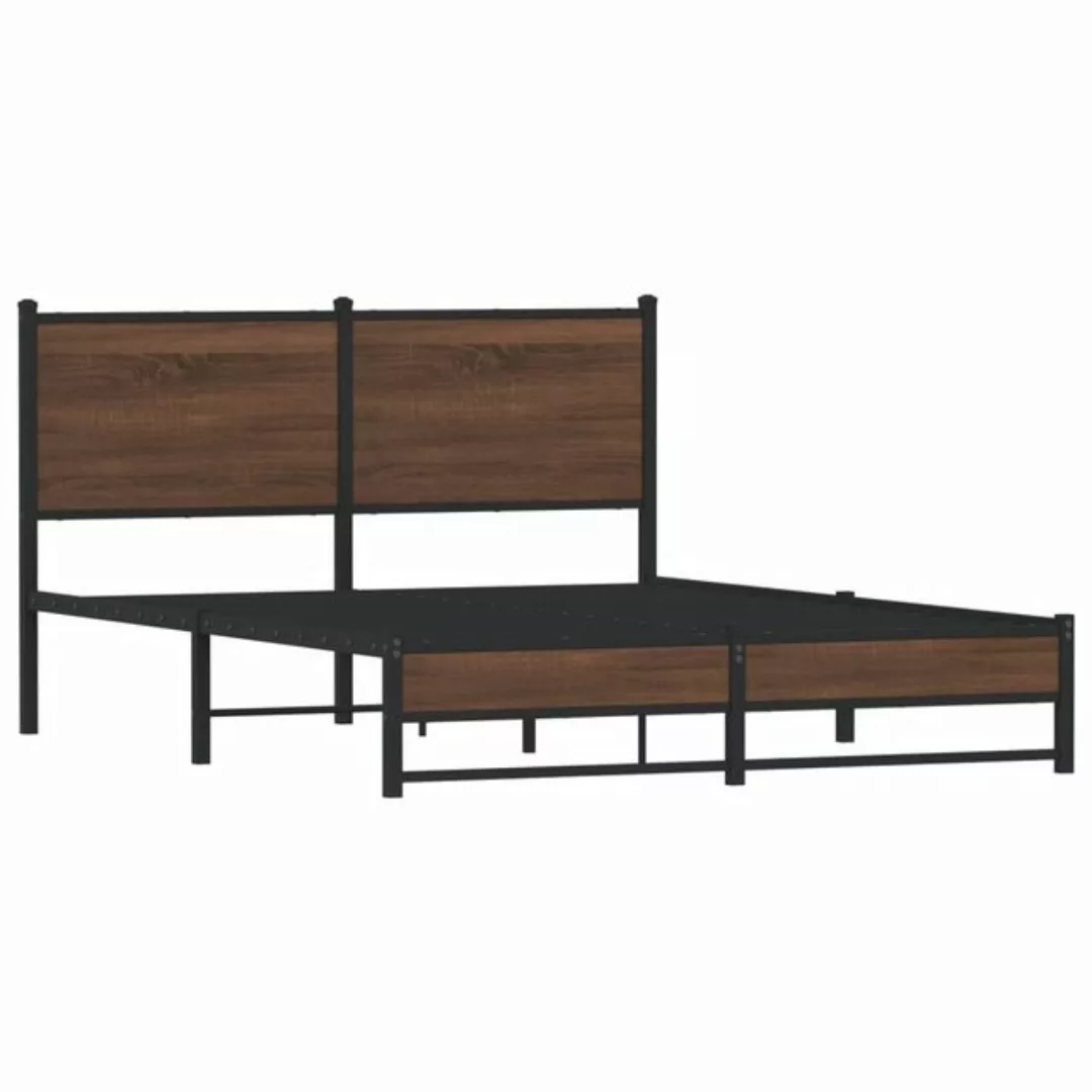 vidaXL Bett Metallbett ohne Matratze Braun Eichen-Optik 150x200 cm günstig online kaufen