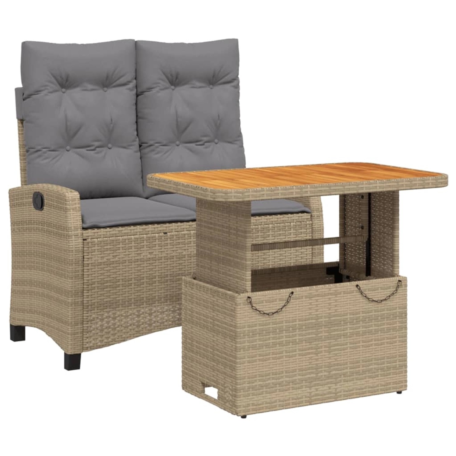 vidaXL 2-Tlg Garten-Essgruppe mit Kissen Beige Poly Rattan 3277430 günstig online kaufen