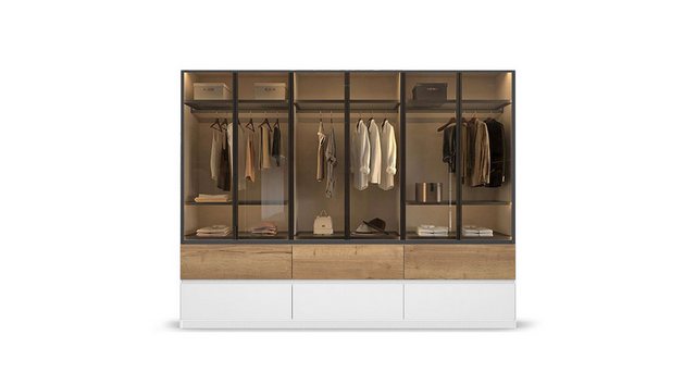 BENEDO MÖBEL Kleiderschrank Amsterdam 300cm mit Hochglanzfront (Spar-Set, i günstig online kaufen