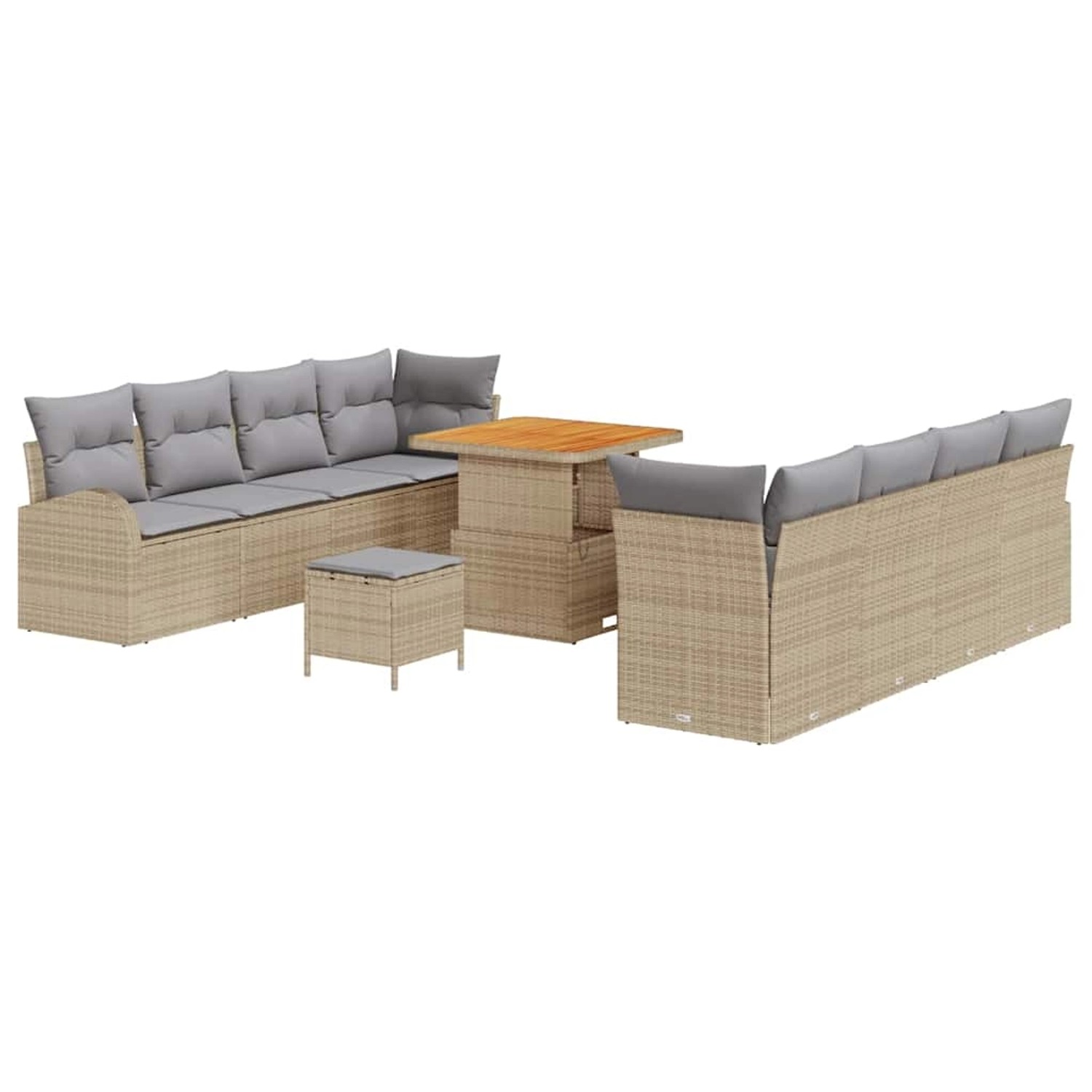 vidaXL 11-Teiliges Gartensofa Set mit Kissen Beige Poly Rattan Akazie 33623 günstig online kaufen